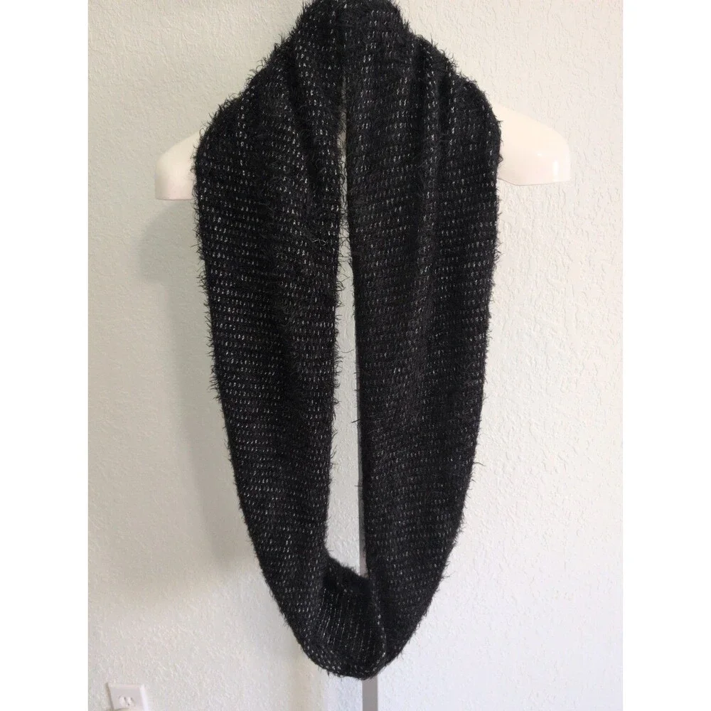 Apt. 9 Black & Metallic Silver Eyelash Infinity Loop Scarf